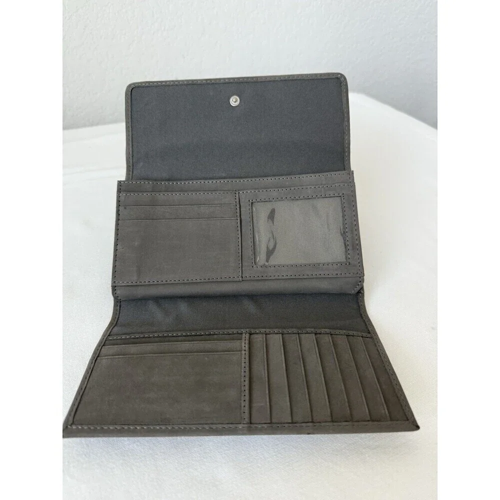 Timberland Women's‎ Leather RFID Flap Wallet Clutch Organizer Gray Leather